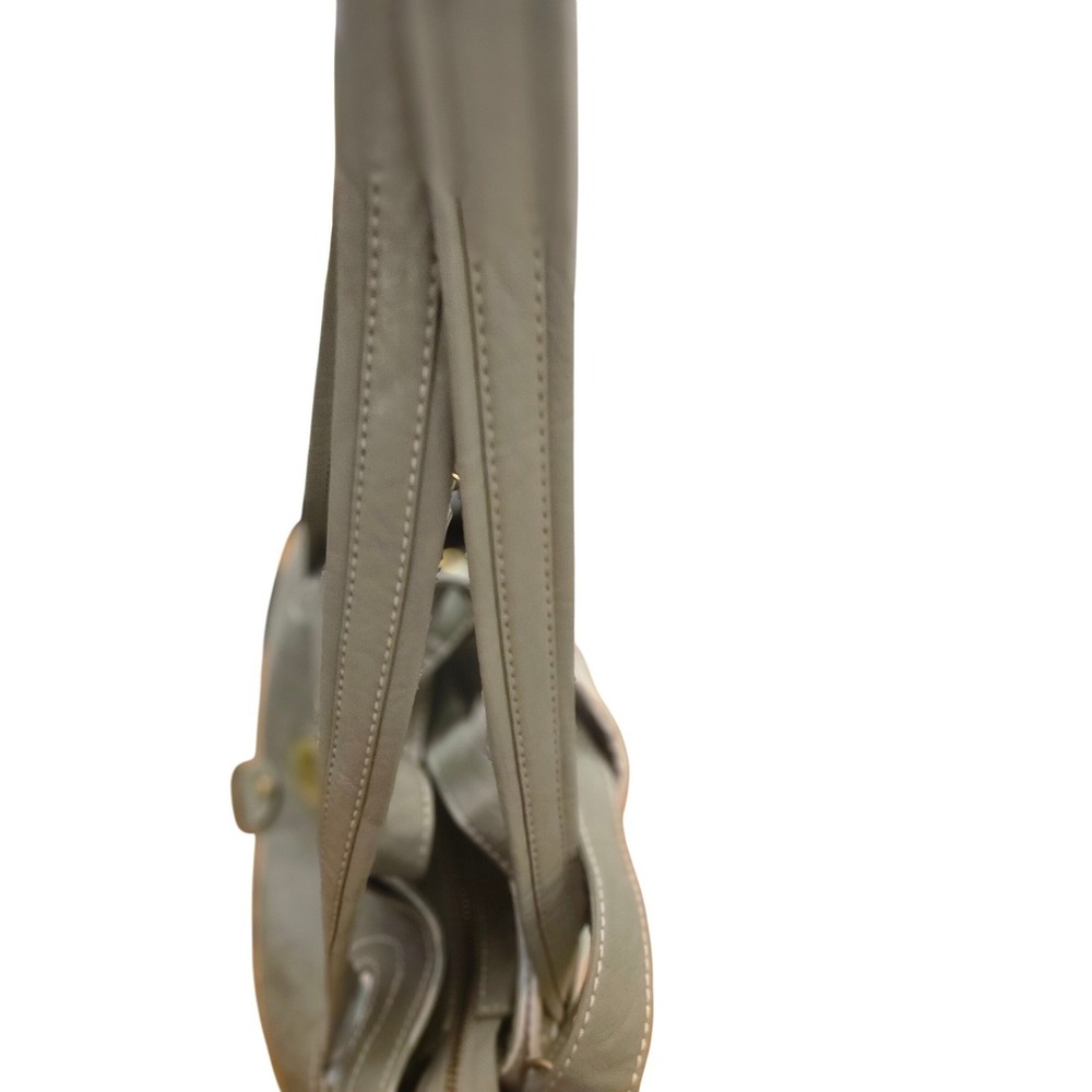 Coach Signature Op Art Print Tote Bag Gray Leather Trim Shoulder Handbag Purse - Picture 6 of 10
